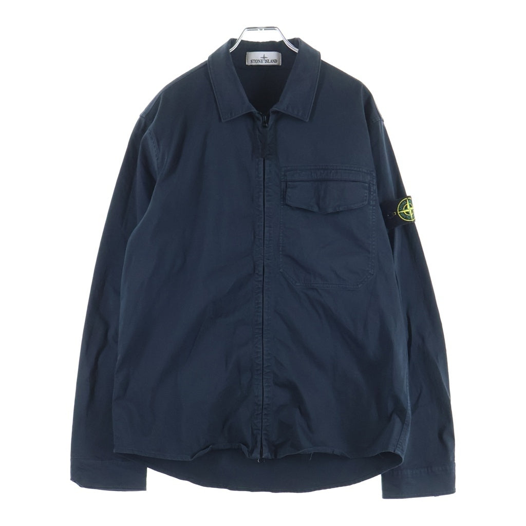 STONE ISLAND(ストーンアイランド) TRETCH ORGANIC COTTON JACKET ロゴワッペン付き ジップアップ オーガニックコットンジャケット ネイビー L1S151200015 S0012