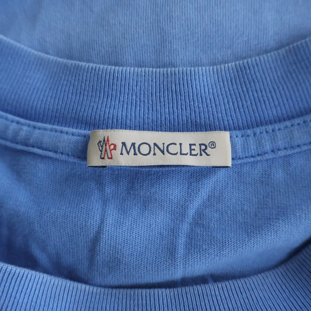 MONCLER(モンクレール) 22AW フロントロゴ クルーネック半袖Tシャツ カットソー ライトブルー H20918C00032 8390T