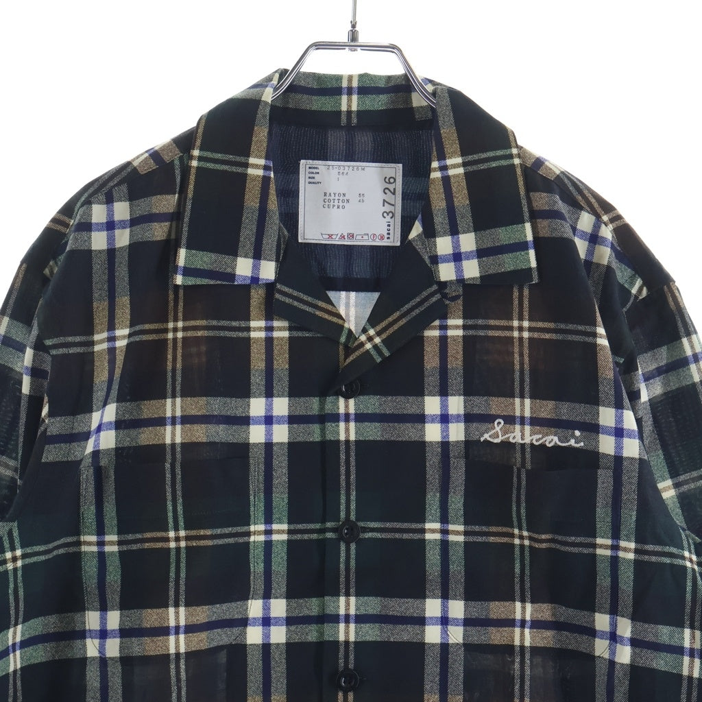 Sacai(サカイ) 25SS Plaid Print Shirt フロントポケット フランネル長袖シャツ グリーン 25-03726M