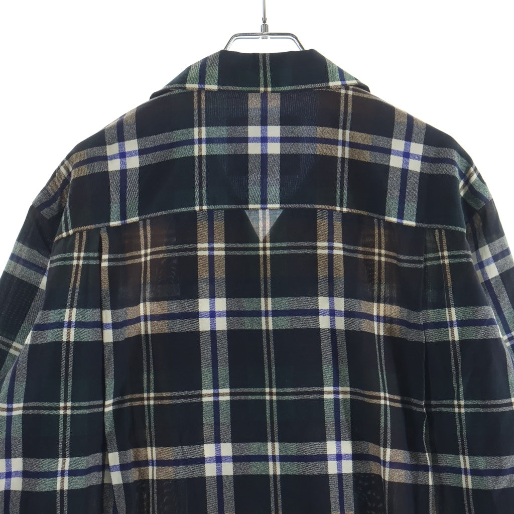 Sacai(サカイ) 25SS Plaid Print Shirt フロントポケット フランネル長袖シャツ グリーン 25-03726M