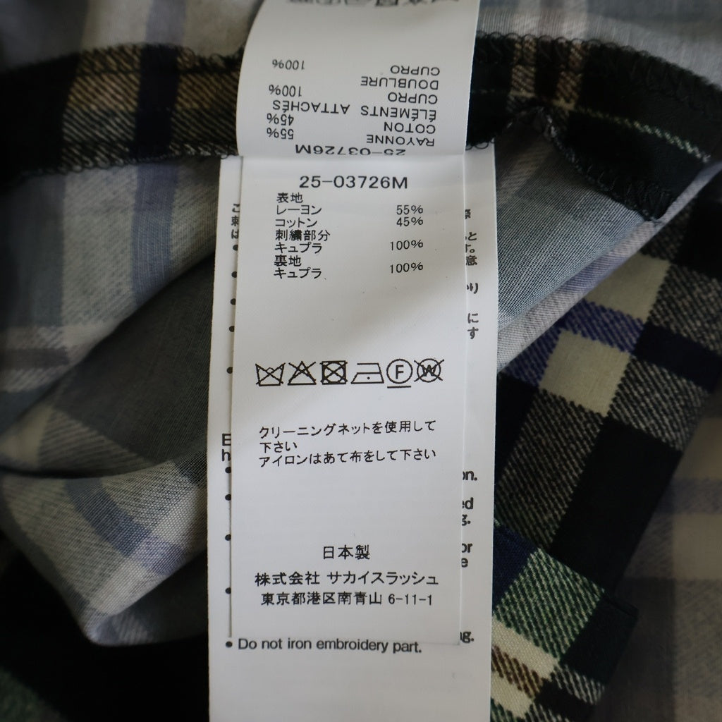 Sacai(サカイ) 25SS Plaid Print Shirt フロントポケット フランネル長袖シャツ グリーン 25-03726M