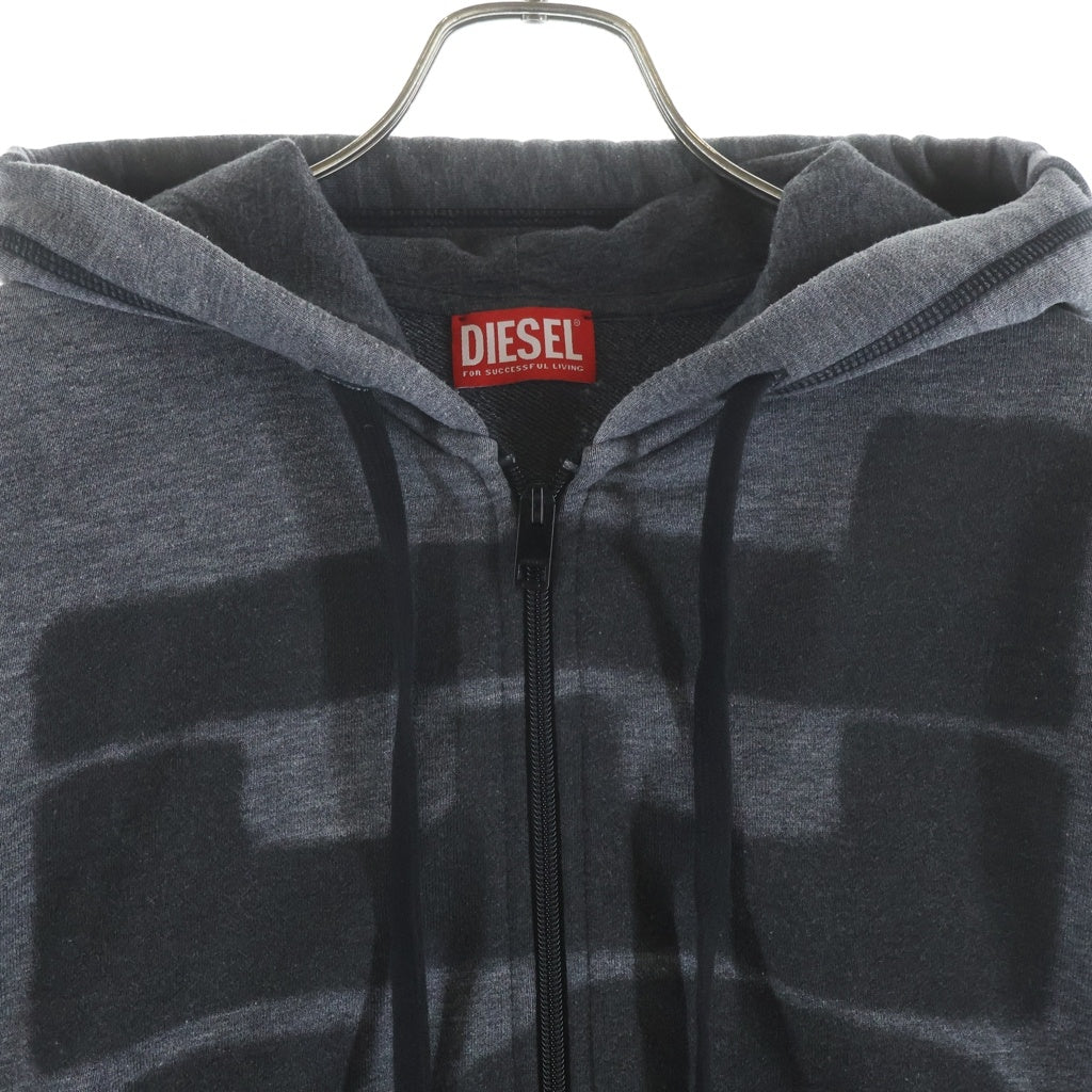 DIESEL(ディーゼル) S-GINN-HOOD-ZIP-L1 フロントロゴプリント フーディー ジップアップ スウェットパーカー グレー A10434