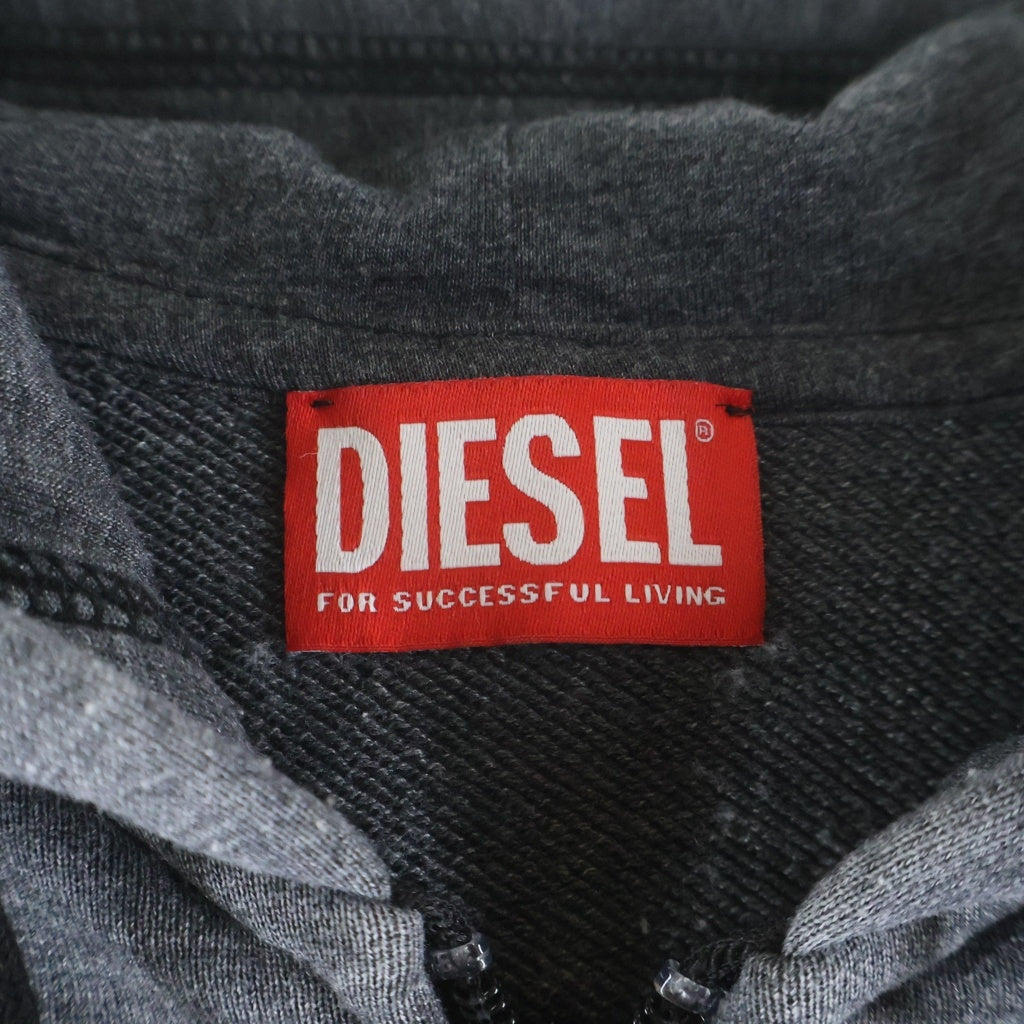 DIESEL(ディーゼル) S-GINN-HOOD-ZIP-L1 フロントロゴプリント フーディー ジップアップ スウェットパーカー グレー A10434
