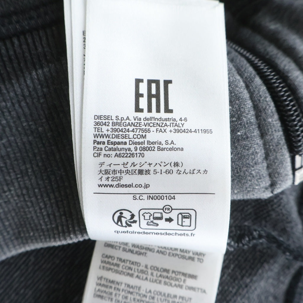 DIESEL(ディーゼル) S-GINN-HOOD-ZIP-L1 フロントロゴプリント フーディー ジップアップ スウェットパーカー グレー A10434