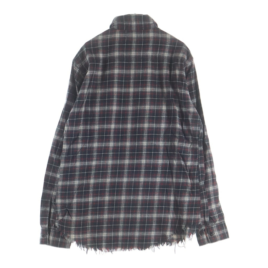 SAINT LAURENT PARIS(サンローランパリ) 16SS エディ期 カットオフ チェック柄 フランネル 長袖シャツ ロングスリーブ レッド 407717 Y816L