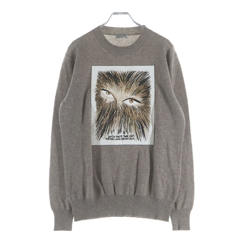 DIOR(ディオール) 19AW ×Raymond Pettibon レイモンド・ペディボン フロント刺繍 カシミヤニット ブラウン 943M654AT929