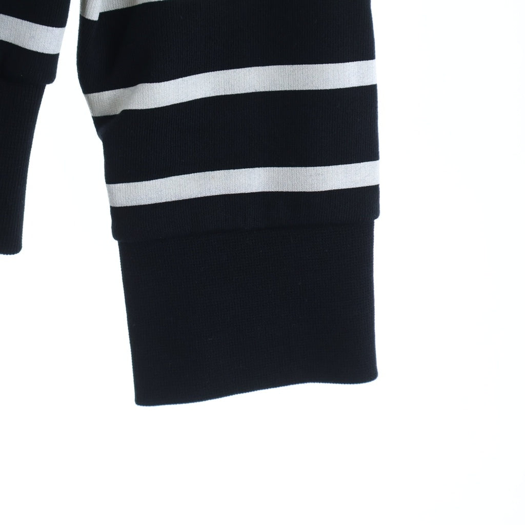 BALMAIN(バルマン) Striped Zip Sweatshirt フロントロゴ ボーダー ジップアップ スウェット ブラック/ホワイト W8H6252I276B