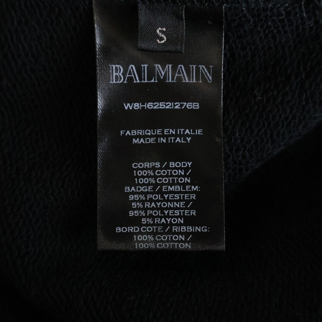 BALMAIN(バルマン) Striped Zip Sweatshirt フロントロゴ ボーダー ジップアップ スウェット ブラック/ホワイト W8H6252I276B