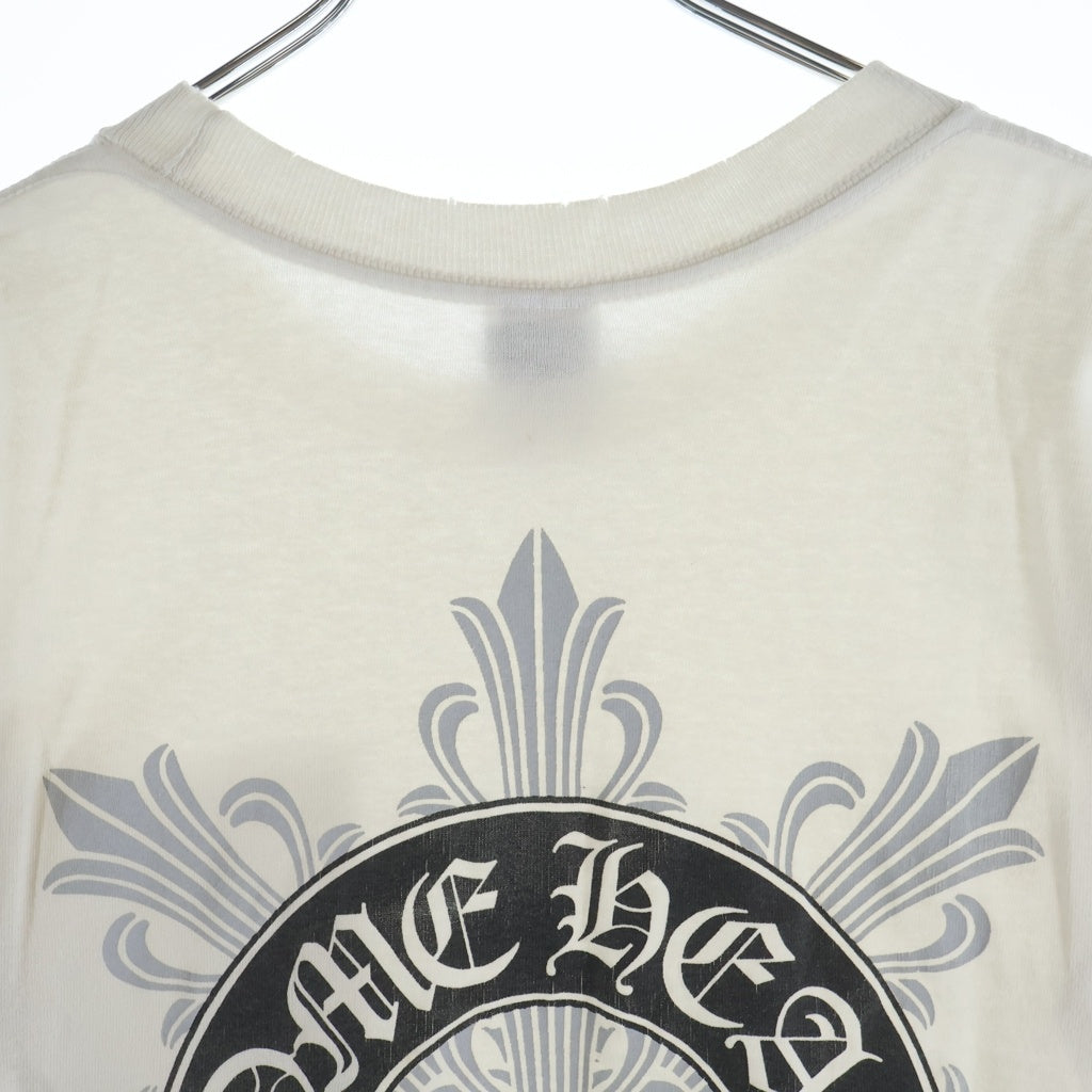 CHROME HEARTS(クロムハーツ) OLD S/S オールド バックフローラルクロス ホースシュープリント 半袖Tシャツ カットソー ホワイト