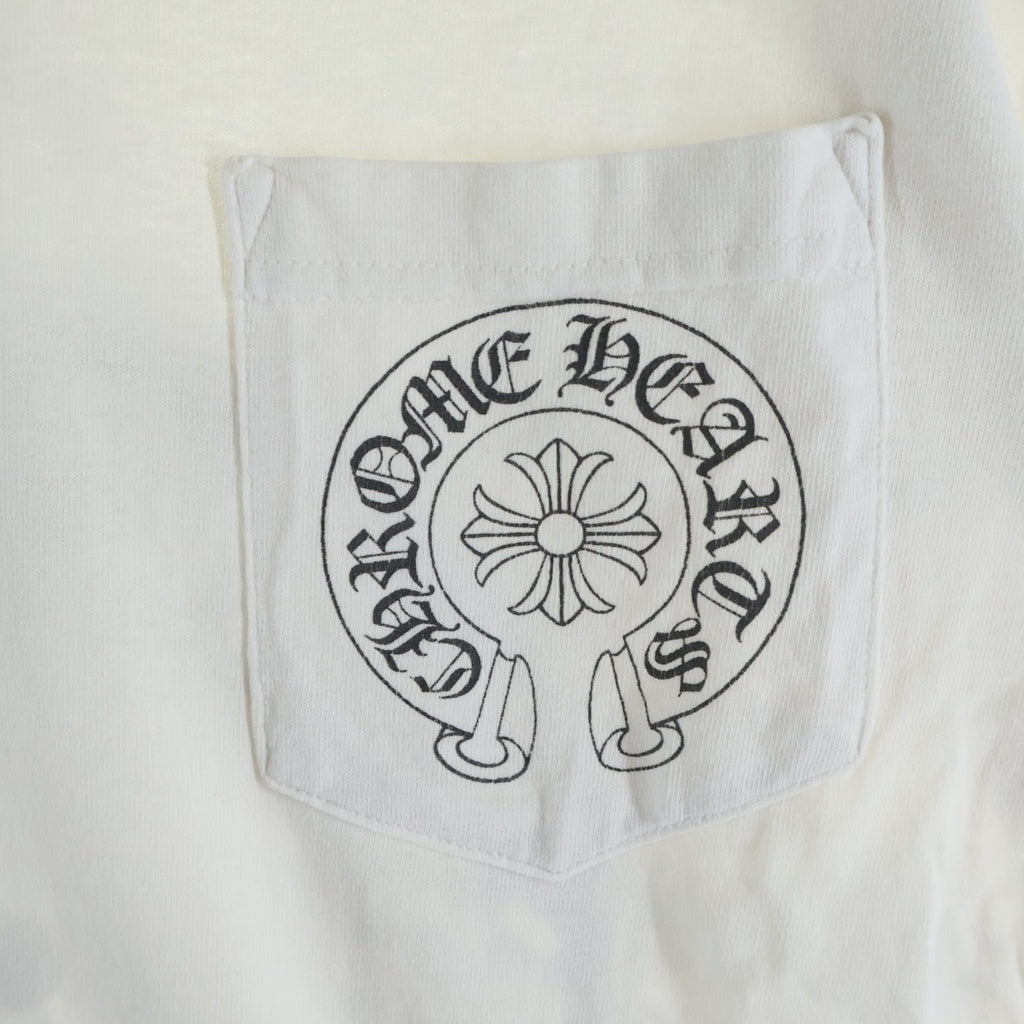 CHROME HEARTS(クロムハーツ) OLD S/S オールド バックフローラルクロス ホースシュープリント 半袖Tシャツ カットソー ホワイト