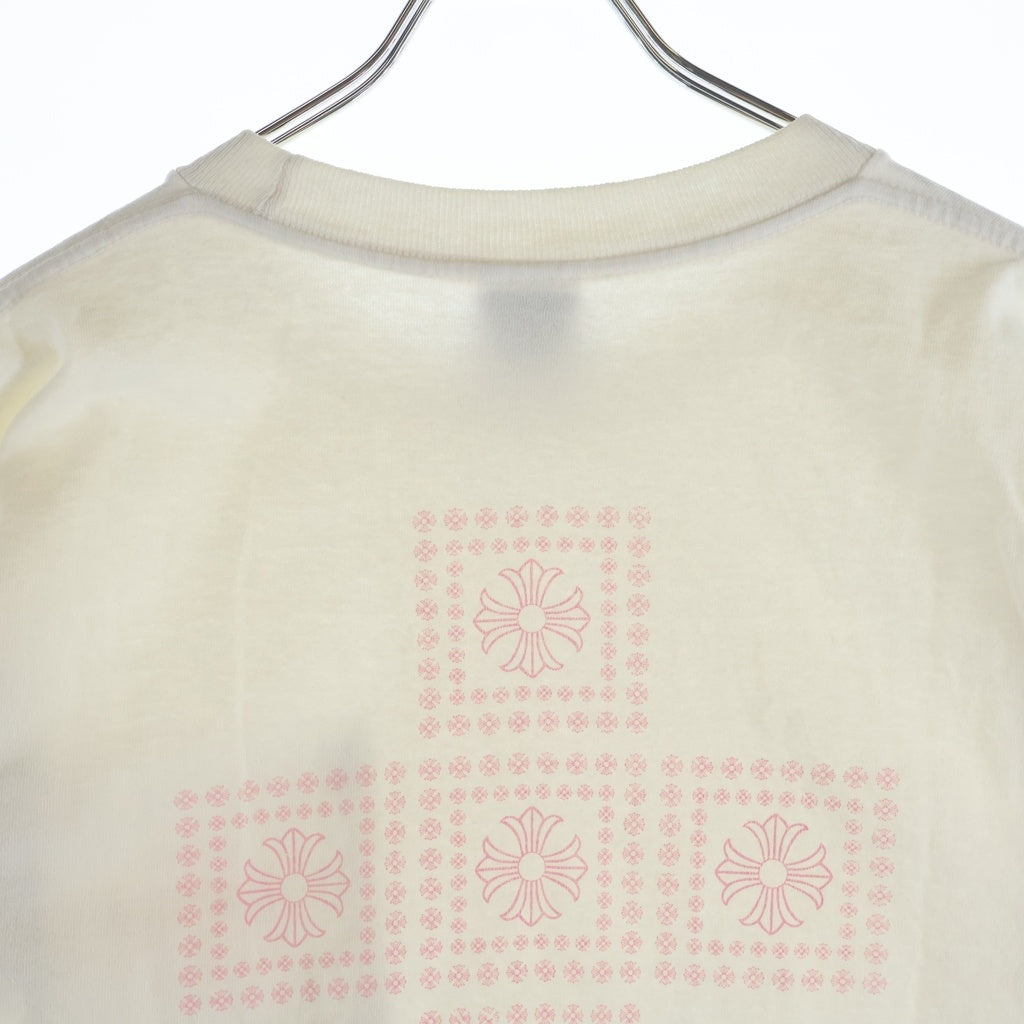 CHROME HEARTS(クロムハーツ) OLD CH PLS CROSS TEE オールド バックCHプラス クロスプリント 半袖Tシャツ カットソー ホワイト/ピンク