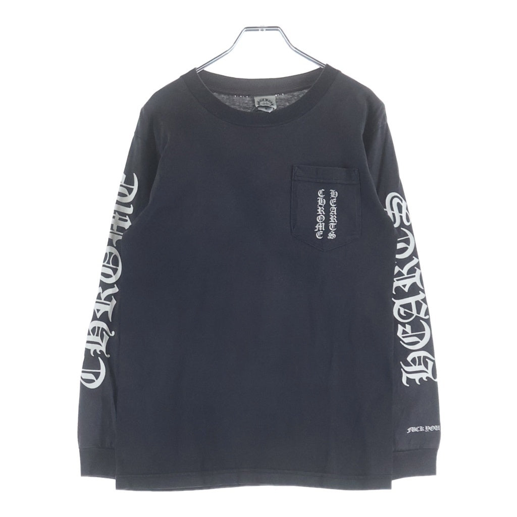 CHROME HEARTS(クロムハーツ) OLD CH L S 1 スクロールラベルプリント クルーネック 長袖Tシャツ カットソー ブラック