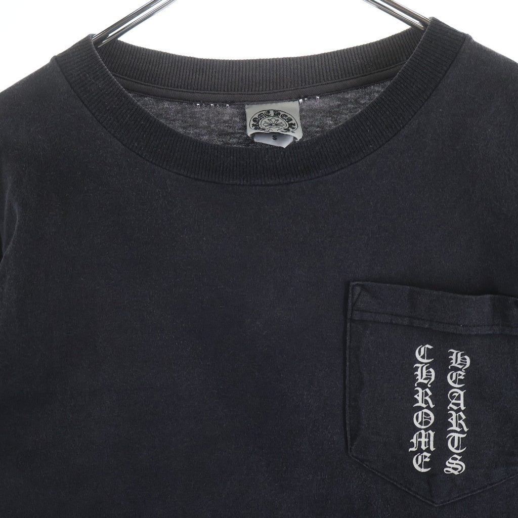 CHROME HEARTS(クロムハーツ) OLD CH L S 1 スクロールラベルプリント クルーネック 長袖Tシャツ カットソー ブラック
