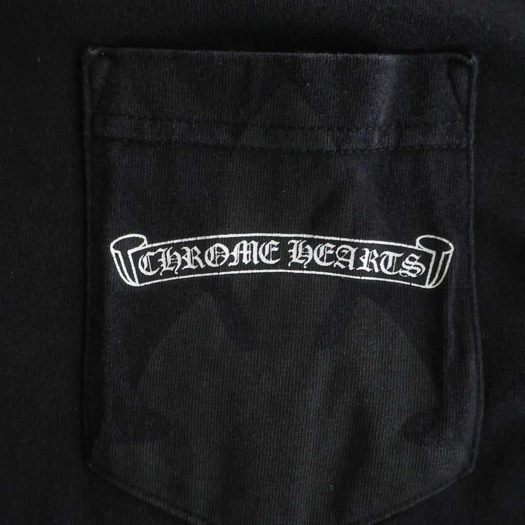 CHROME HEARTS(クロムハーツ) OLD FLEURKNEE CH PLS L/S TEE オールド フレアニープリント アームCHプラス 長袖Tシャツ カットソー ブラック