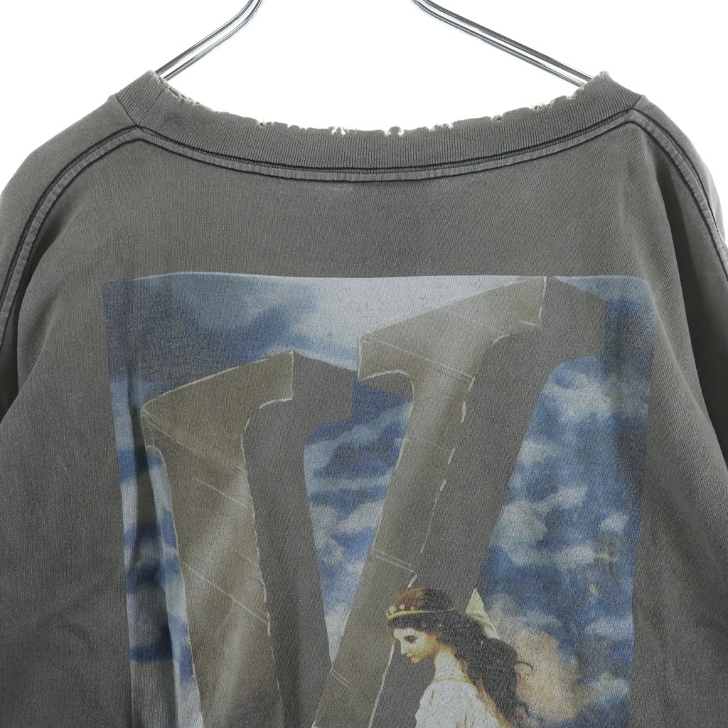 SAINT MICHAEL(セントマイケル) 22AW ×VLONE VL_LS TEE MARIA ヴィーロン ヴィンテージ加工 両面プリント 長袖Tシャツ カットソー グレー SM-A22-0000-076