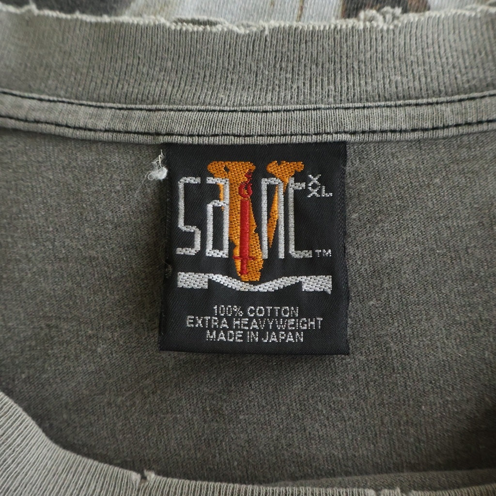 SAINT MICHAEL(セントマイケル) 22AW ×VLONE VL_LS TEE MARIA ヴィーロン ヴィンテージ加工 両面プリント 長袖Tシャツ カットソー グレー SM-A22-0000-076