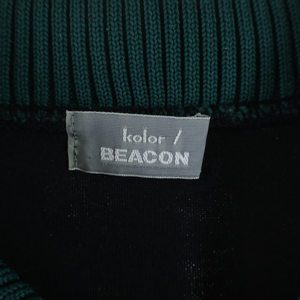 kolor BEACON(カラービーコン) ダンボール カットソー 襟ドッキング 長袖スウェット トレーナー ブラック 24WBM-T07234