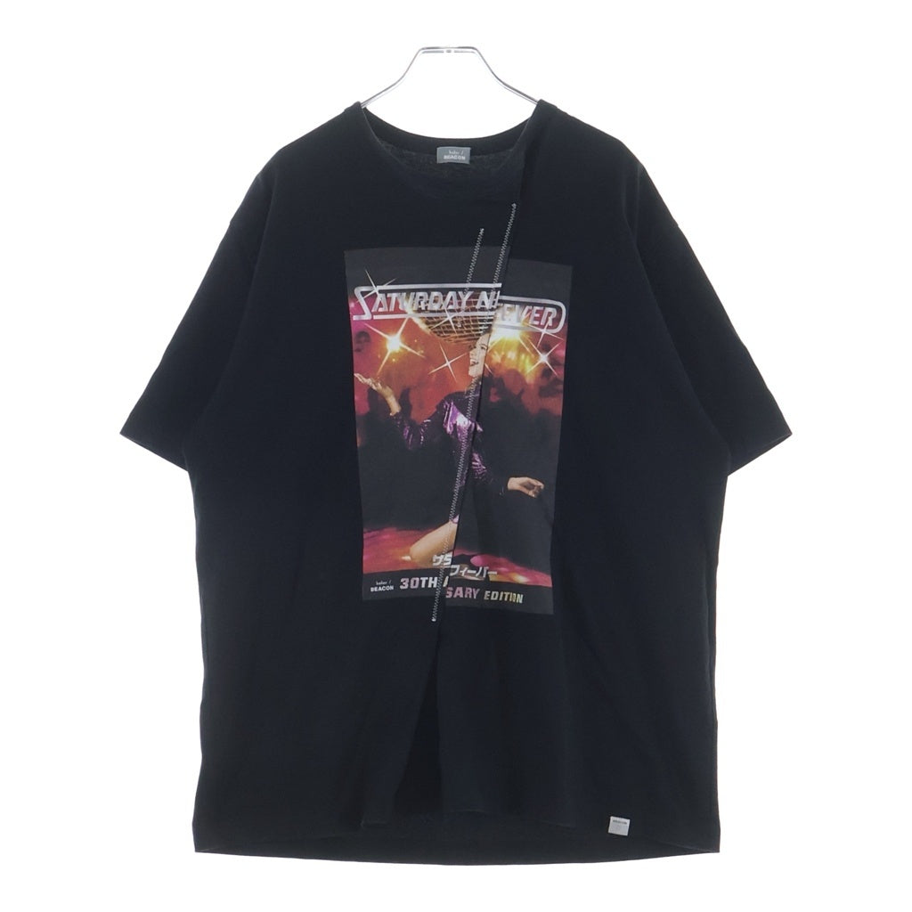 kolor BEACON(カラービーコン) 24SS Saturday Night Fever Front Fold Crewneck グラフィックプリント 天竺 半袖Tシャツ カットソー ブラック 24SBM-T09237