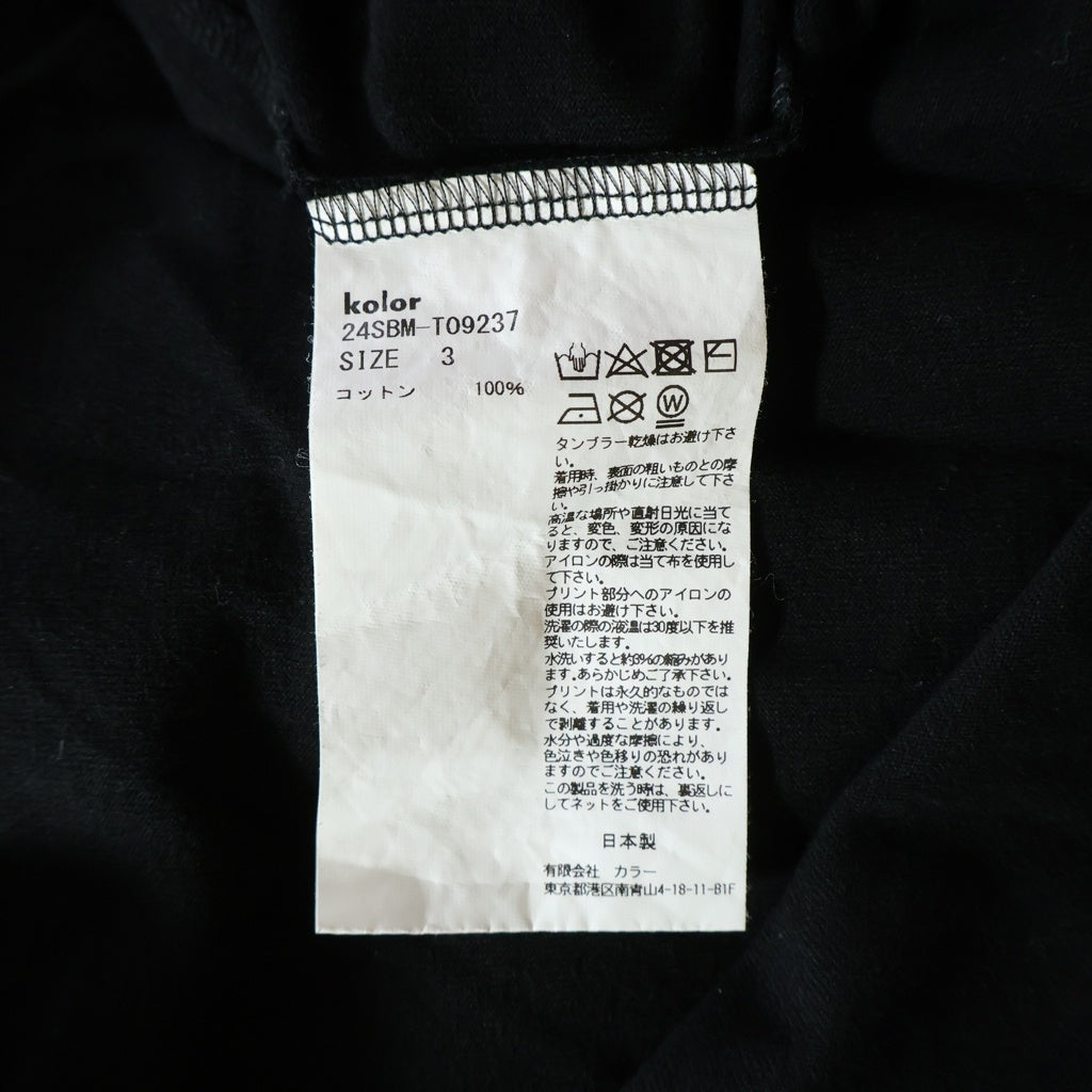kolor BEACON(カラービーコン) 24SS Saturday Night Fever Front Fold Crewneck グラフィックプリント 天竺 半袖Tシャツ カットソー ブラック 24SBM-T09237