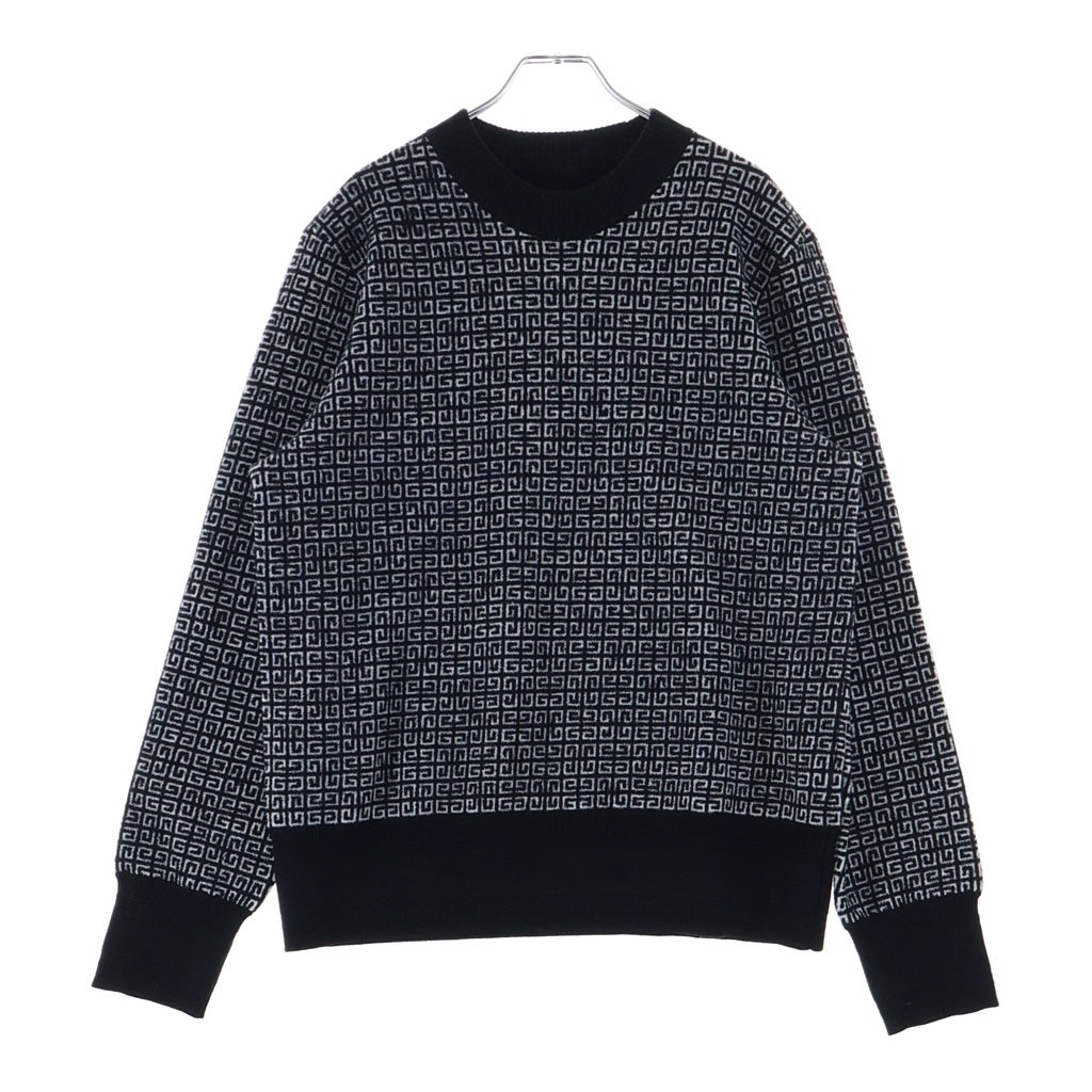 GIVENCHY(ジバンシィ) 4G Allover Crewneck Sweater オールオーバー クルーネック 長袖ニット セーター ブラック/ホワイト BM90H84Y9F