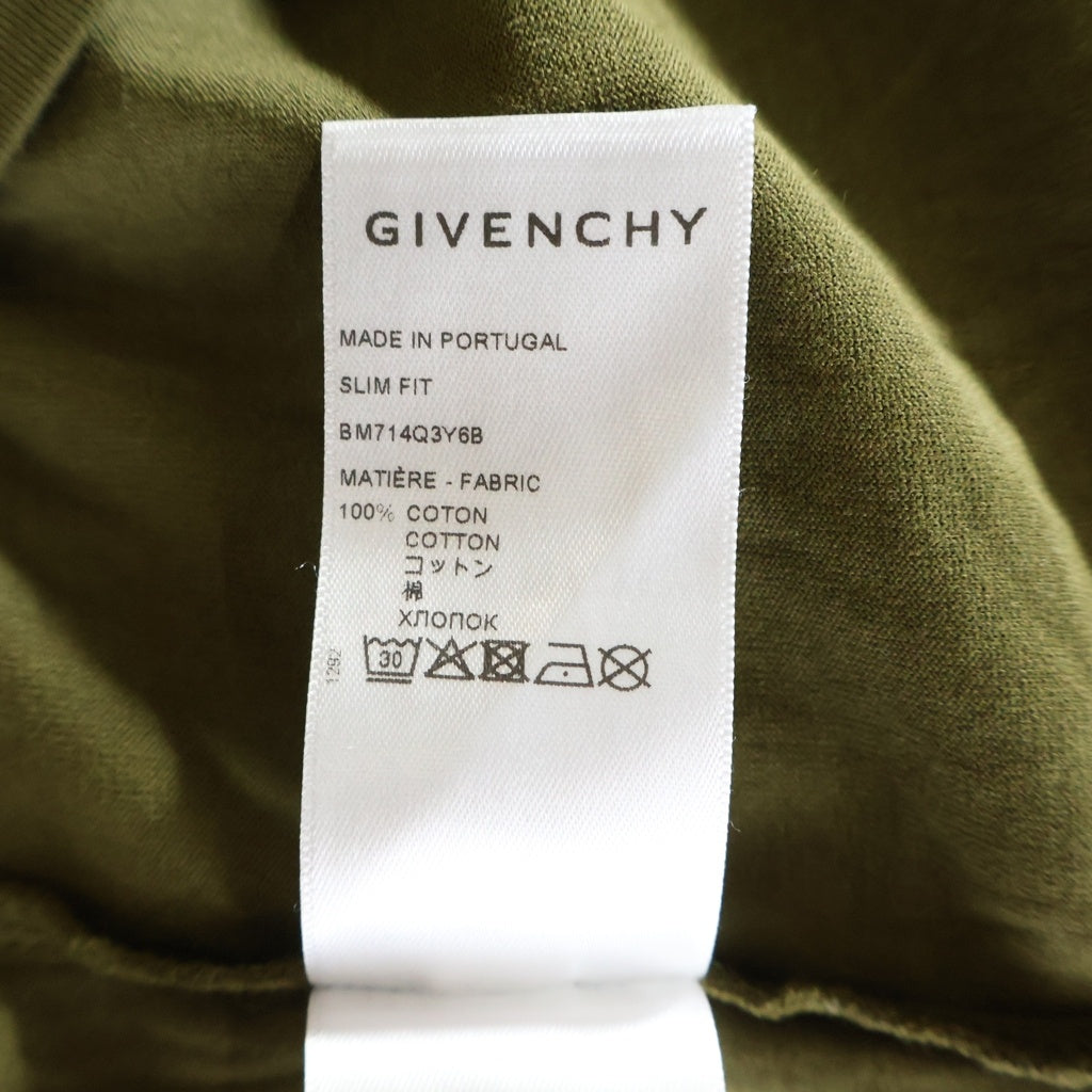 GIVENCHY(ジバンシィ) 21AW ロゴテープ スリムフィット クルーネック 半袖Tシャツ カットソー カーキ BM714Q3Y6B
