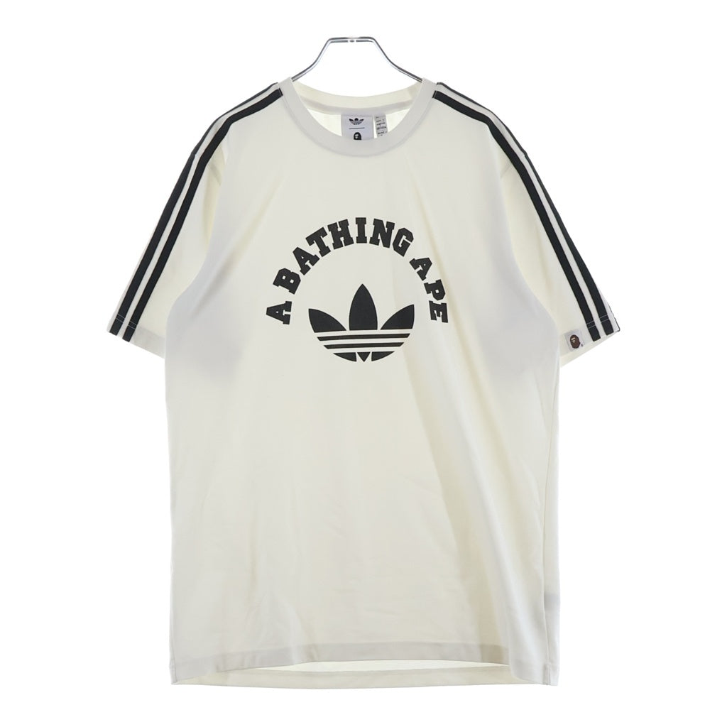 adidas(アディダス) ×A BATHING APE LOGO TEE アベイシングエイプ ロゴプリント クルーネック 半袖Tシャツ カットソー ホワイト JN7120