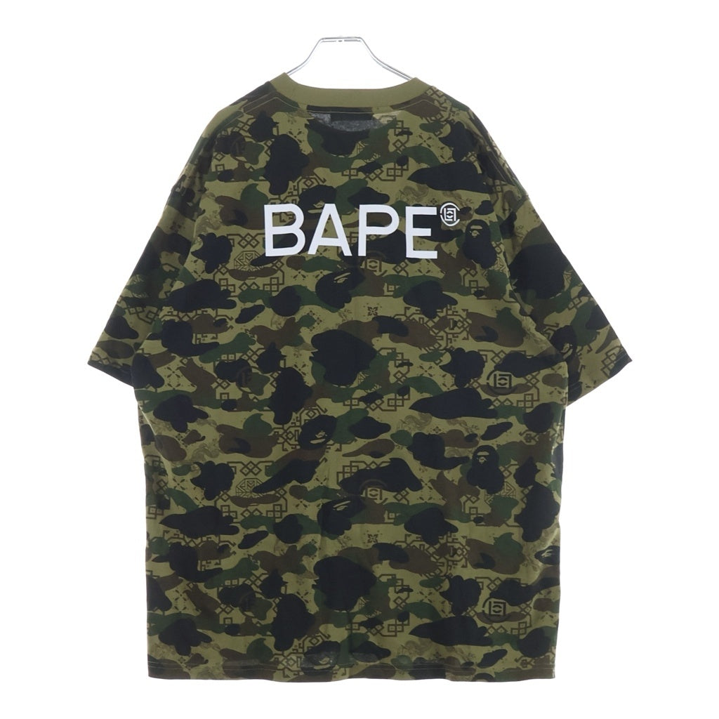 A BATHING APE(アベイシングエイプ) ×CLOT OVERPRINT LOGO RELAXED FIT TEE クロット 総柄 クルーネック 半袖Tシャツ カットソー カーキ 001CSK731920C