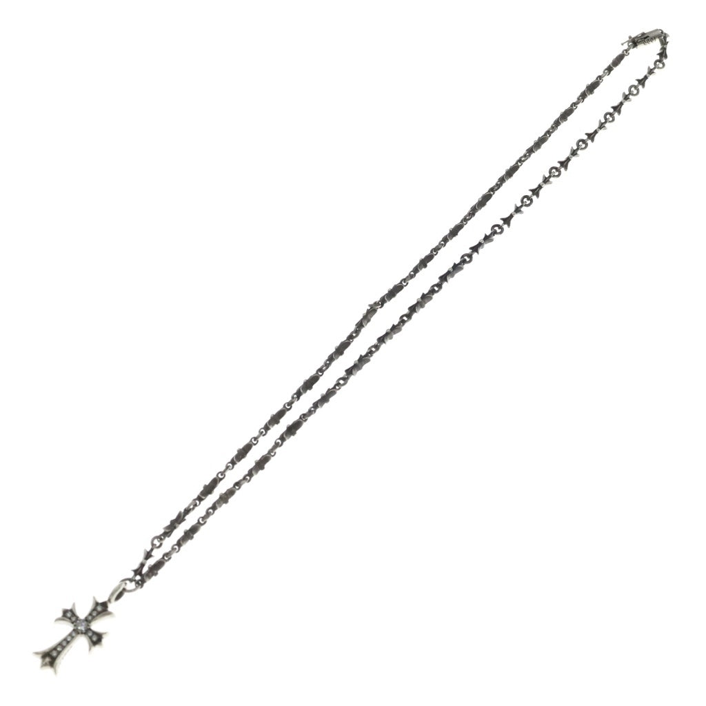 CHROME HEARTS(クロムハーツ) TNY E BAR20 DIA CRS F P タイニーEバー タイニーファットクロス PAVEダイヤ 20inch シルバー ネックレス