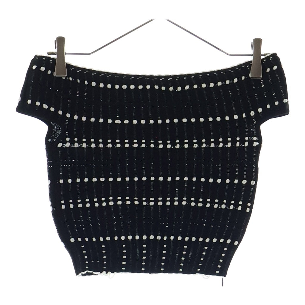 Alexander McQueen(アレキサンダーマックイーン) Off Shoulder Knit オフショルダー ニット トップス レディース ブラック/ホワイト 758551 Q1A6P