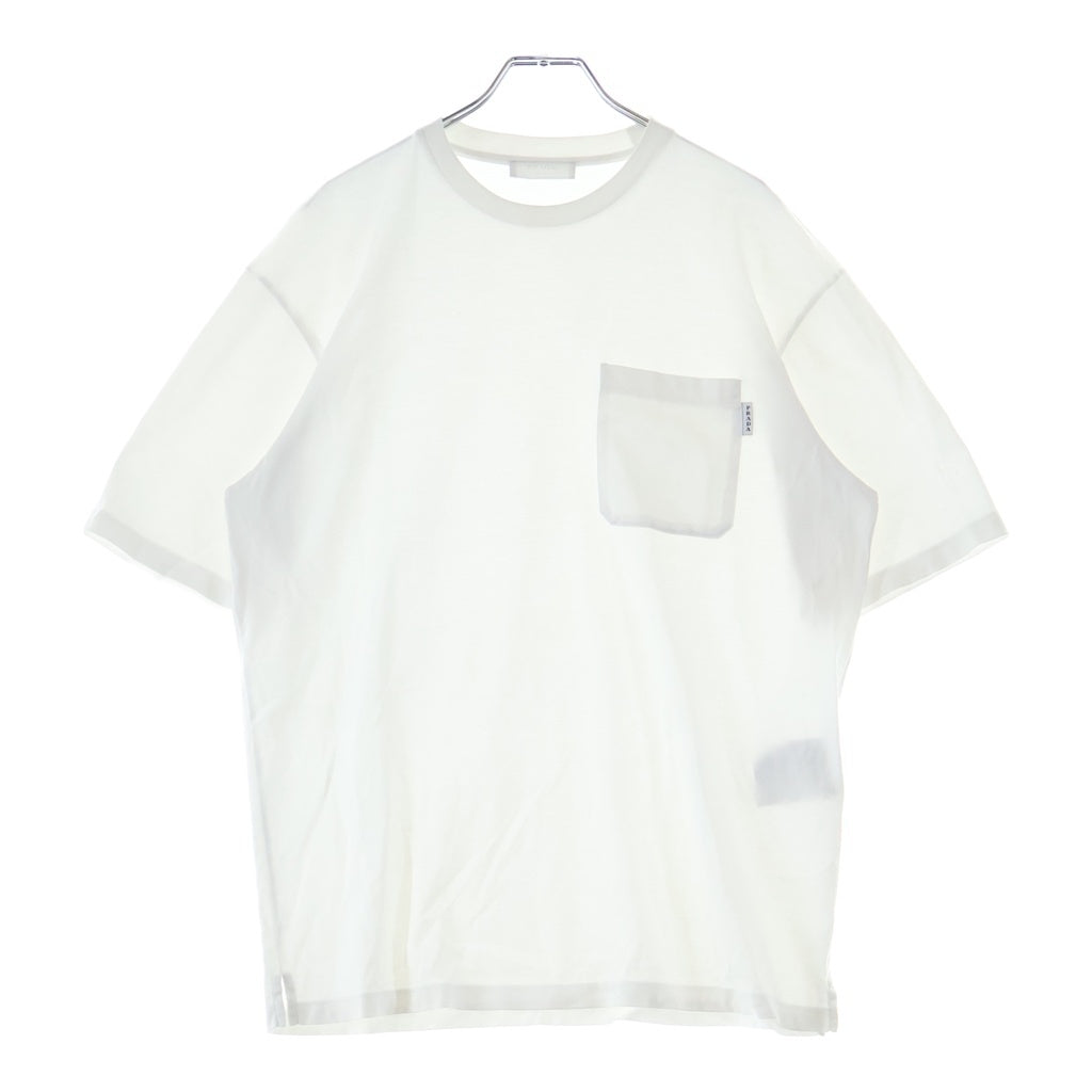 PRADA(プラダ) フロントポケット クルーネック 半袖Tシャツ カットソー ホワイト UJN658 R201 1WQE