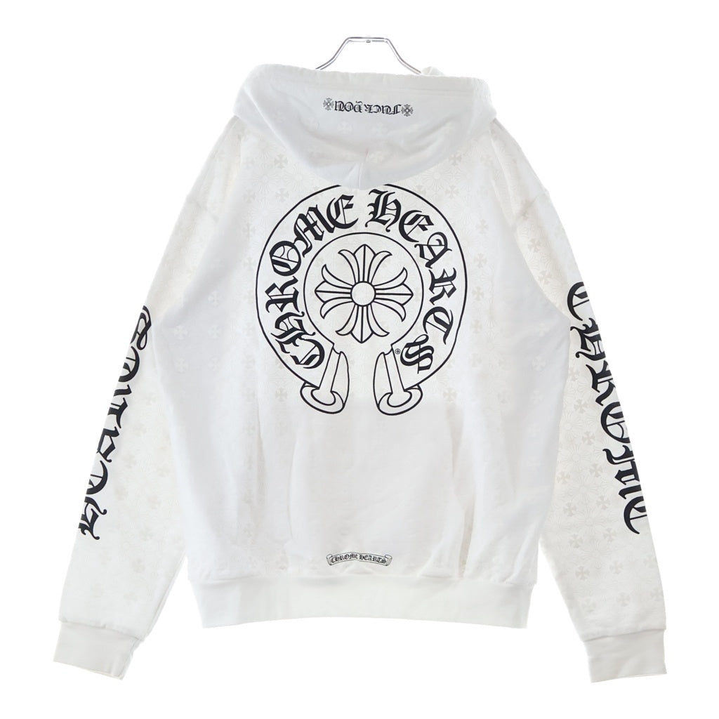 CHROME HEARTS(クロムハーツ) SWTSHRT PLVR CHプラス総柄 バックホースシュー フーディー プルオーバーパーカー ホワイト