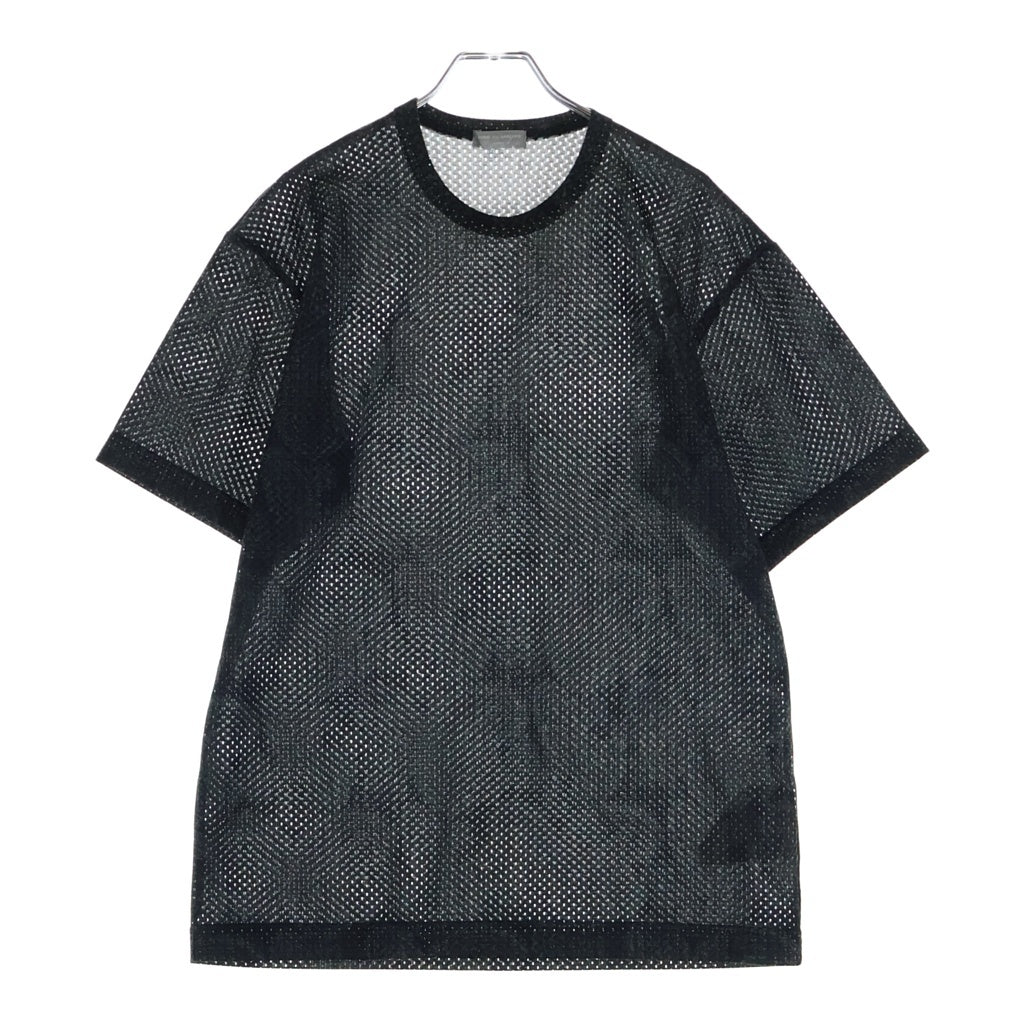 COMME des GARCONS HOMME(コムデギャルソンオム) 03SS 田中オム 総柄 メッシュ クルーネック半袖Tシャツ カットソー ブラック HJ-T026 AD2003