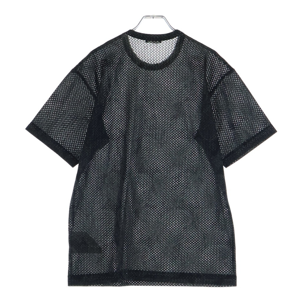 COMME des GARCONS HOMME(コムデギャルソンオム) 03SS 田中オム 総柄 メッシュ クルーネック半袖Tシャツ カットソー ブラック HJ-T026 AD2003