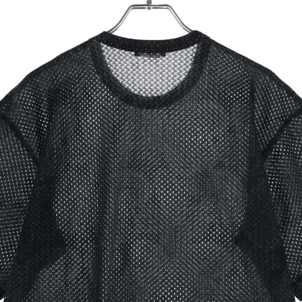 COMME des GARCONS HOMME(コムデギャルソンオム) 03SS 田中オム 総柄 メッシュ クルーネック半袖Tシャツ カットソー ブラック HJ-T026 AD2003