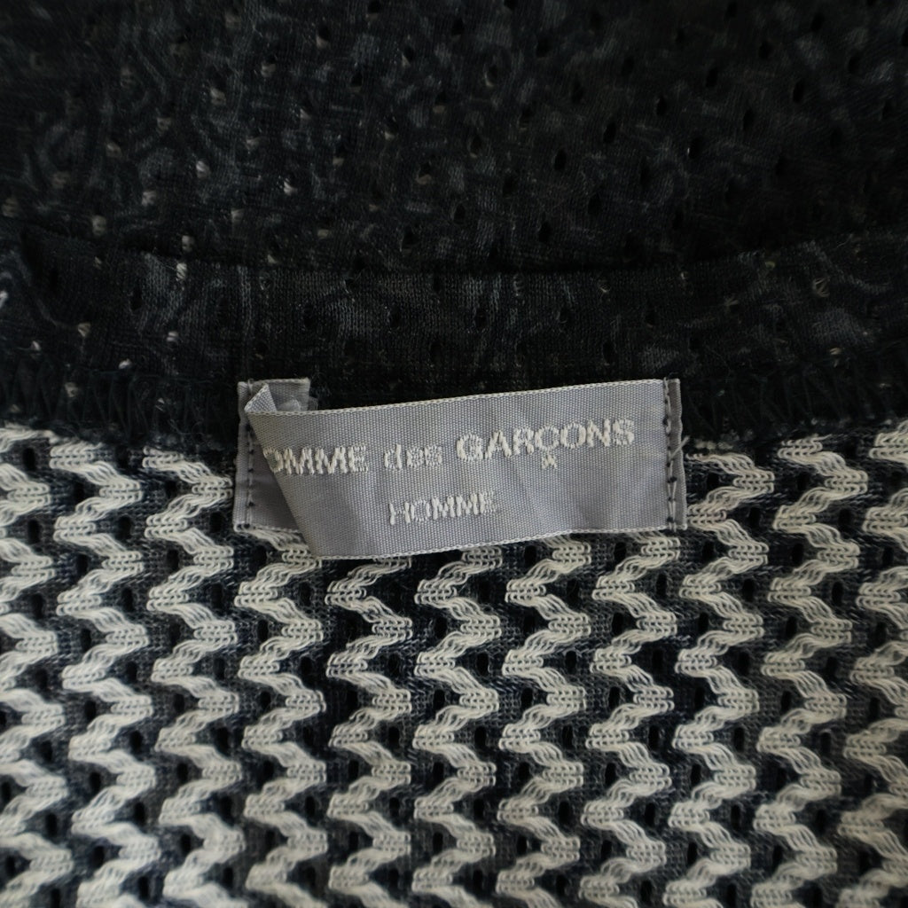 COMME des GARCONS HOMME(コムデギャルソンオム) 03SS 田中オム 総柄 メッシュ クルーネック半袖Tシャツ カットソー ブラック HJ-T026 AD2003