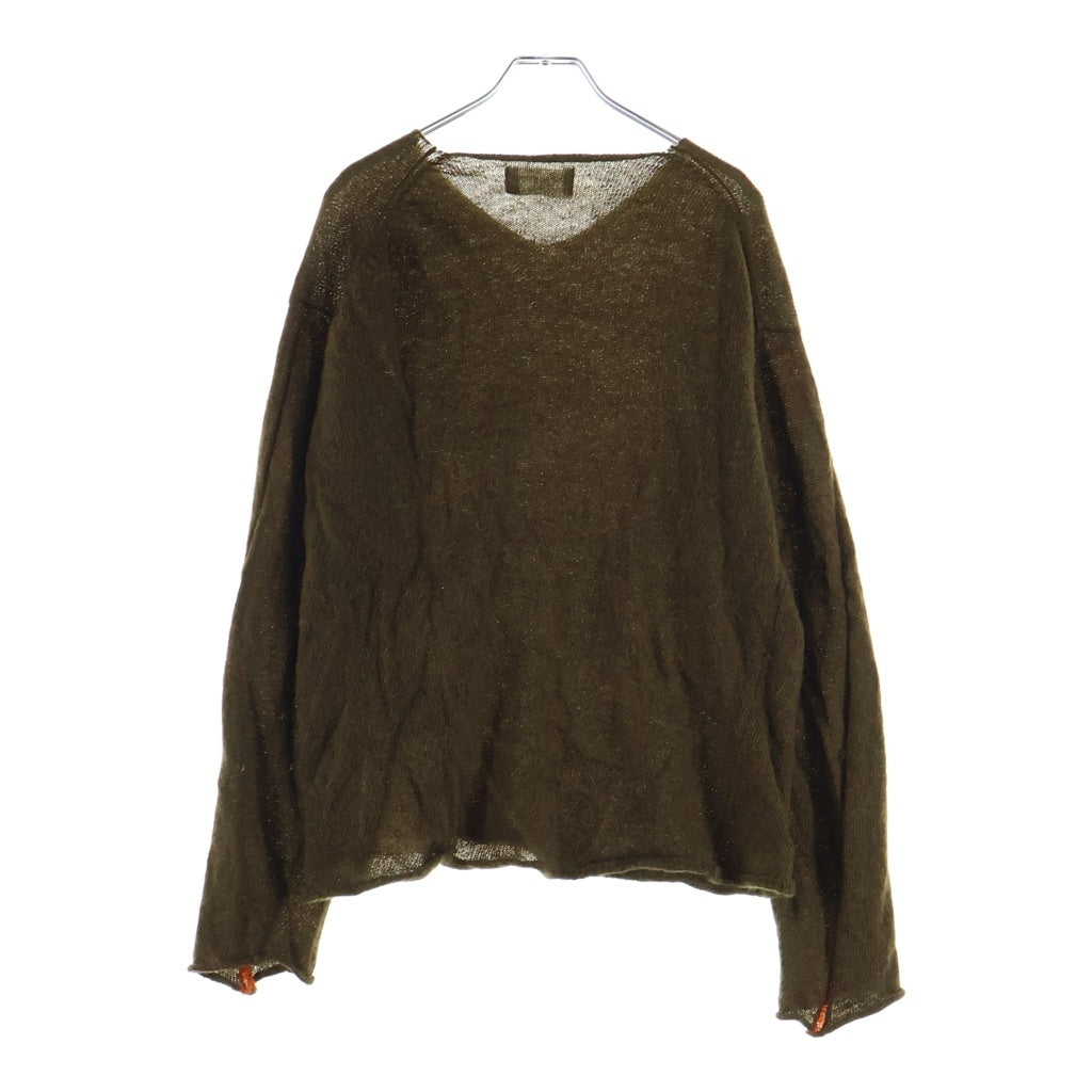 COMME des GARCONS HOMME(コムデギャルソンオム) 98AW 田中オム ウール混 Vネック ニットセーター ブラウン HN-070240 AD1998