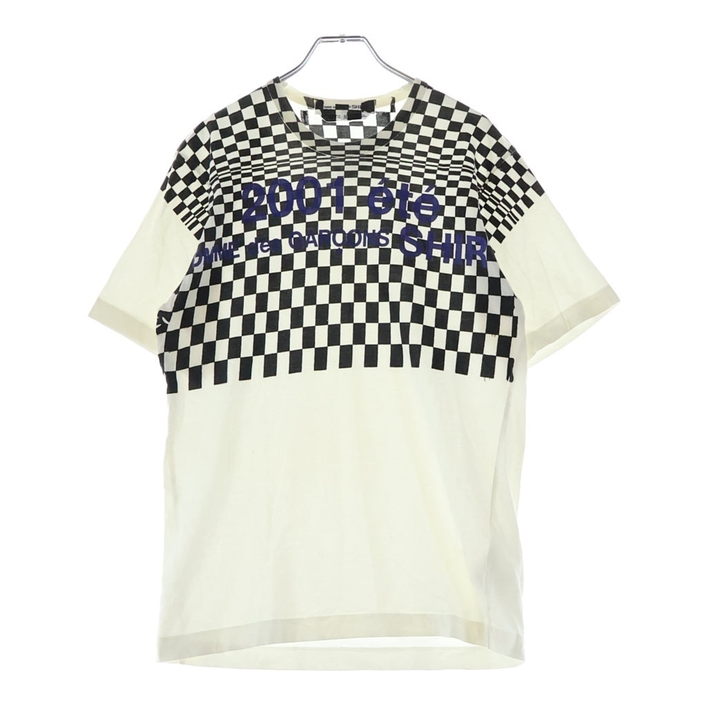 COMME des GARCONS SHIRT(コムデギャルソンシャツ) 00SS チェッカーフラッグ柄 クルーネック半袖Tシャツ カットソー ホワイト S08198