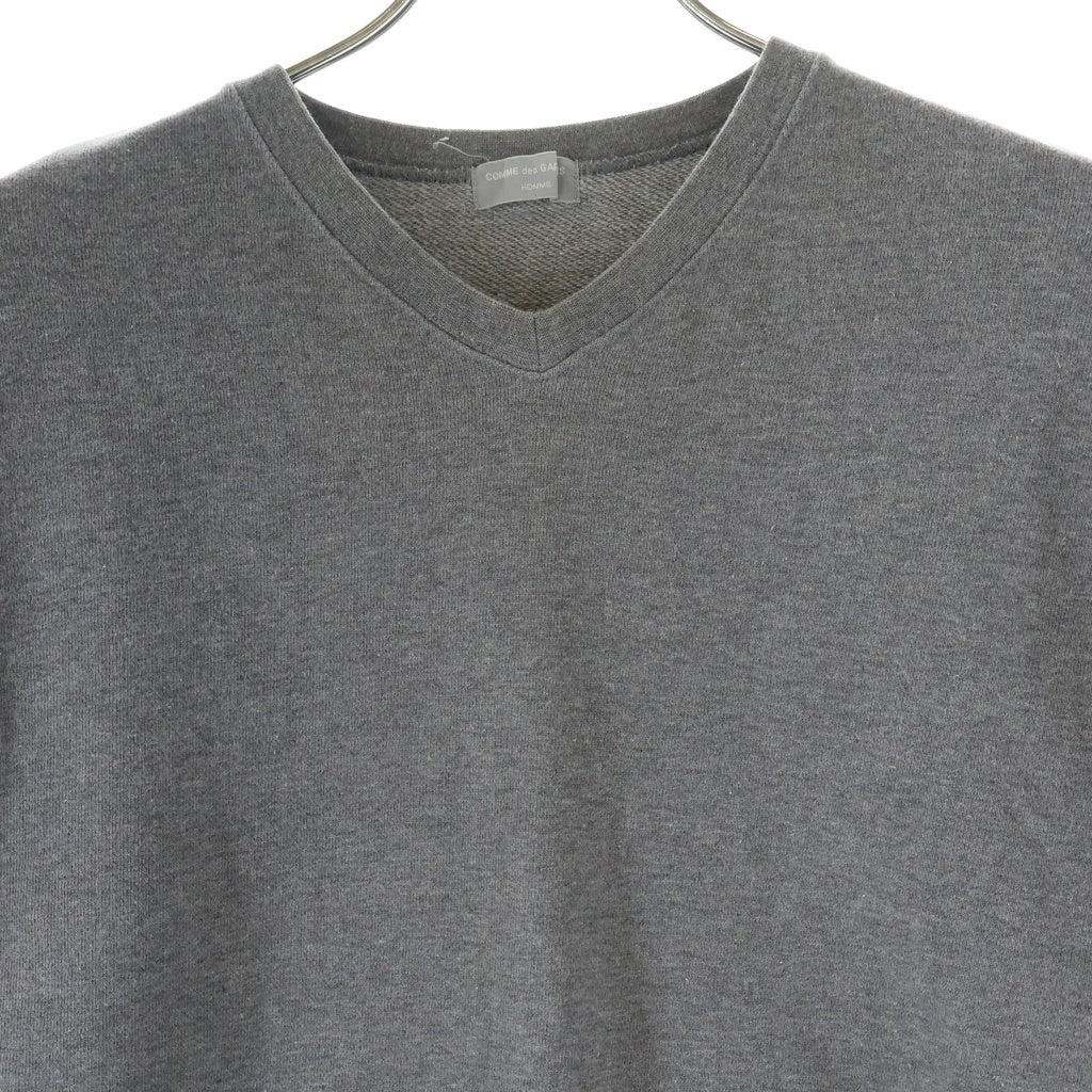 COMME des GARCONS HOMME(コムデギャルソンオム) 98AW 田中オム アームウールニット切り替え Vネック スウェットトレーナー グレー HT-040190 AD1998
