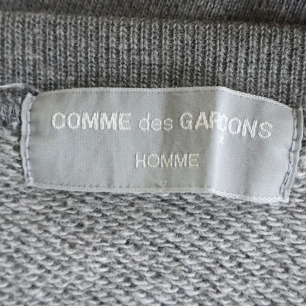 COMME des GARCONS HOMME(コムデギャルソンオム) 98AW 田中オム アームウールニット切り替え Vネック スウェットトレーナー グレー HT-040190 AD1998