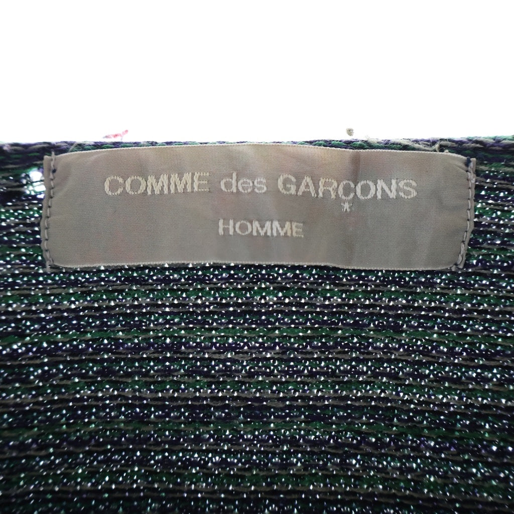 COMME des GARCONS HOMME(コムデギャルソンオム) 00AW 田中オム アームアーガイル柄 Vネック ウール ニットセーター グリーン HN-040270 AD2000