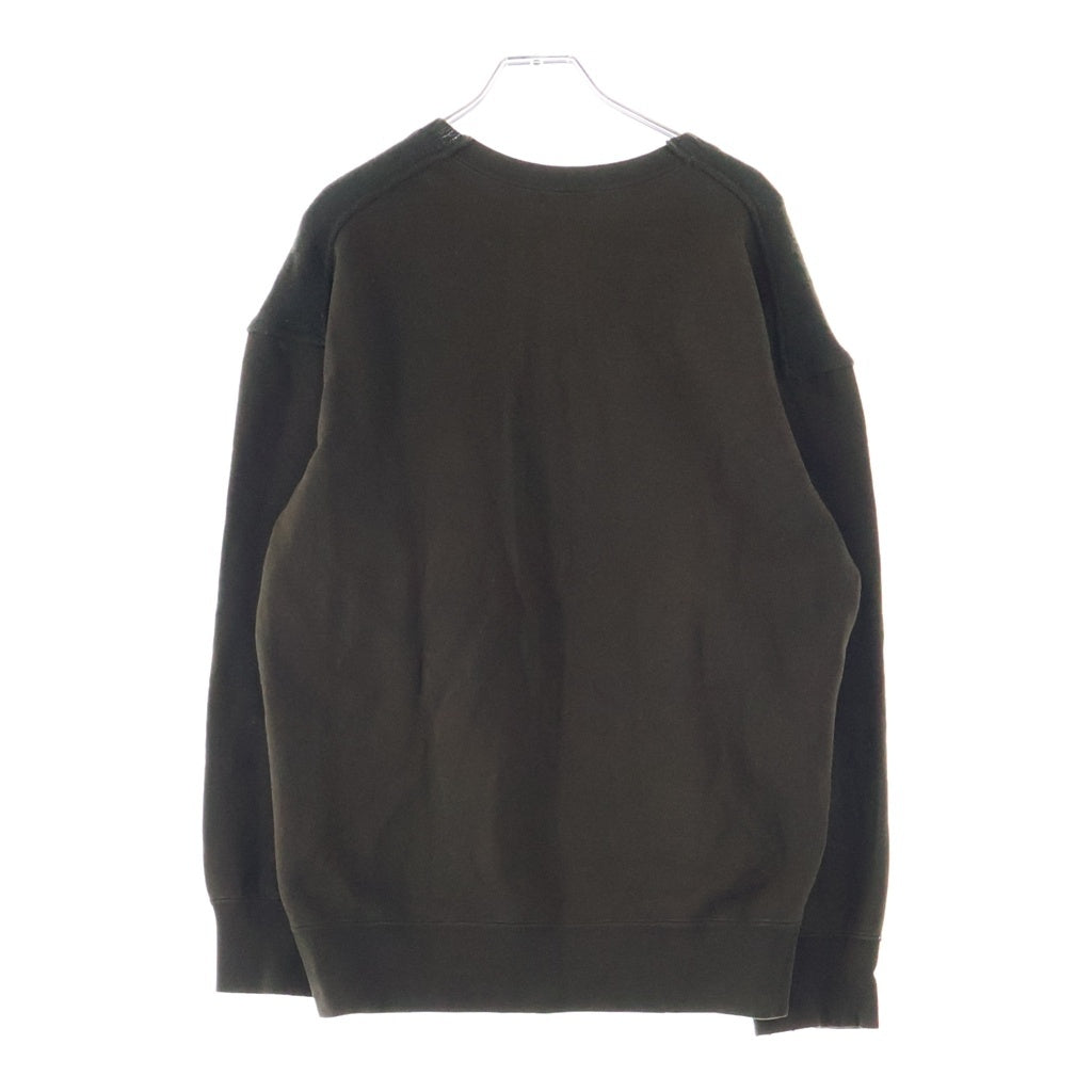 COMME des GARCONS HOMME(コムデギャルソンオム) 98AW 田中オム フロントウールニットドッキング クルーネック スウェットトレーナー カーキ HT-040200 AD1998