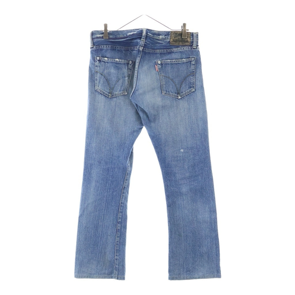 HYSTERIC GLAMOUR(ヒステリックグラマー) 300本限定 Rock Out プリント加工 ブーツカット デニムパンツ インディゴ 5AP-0392