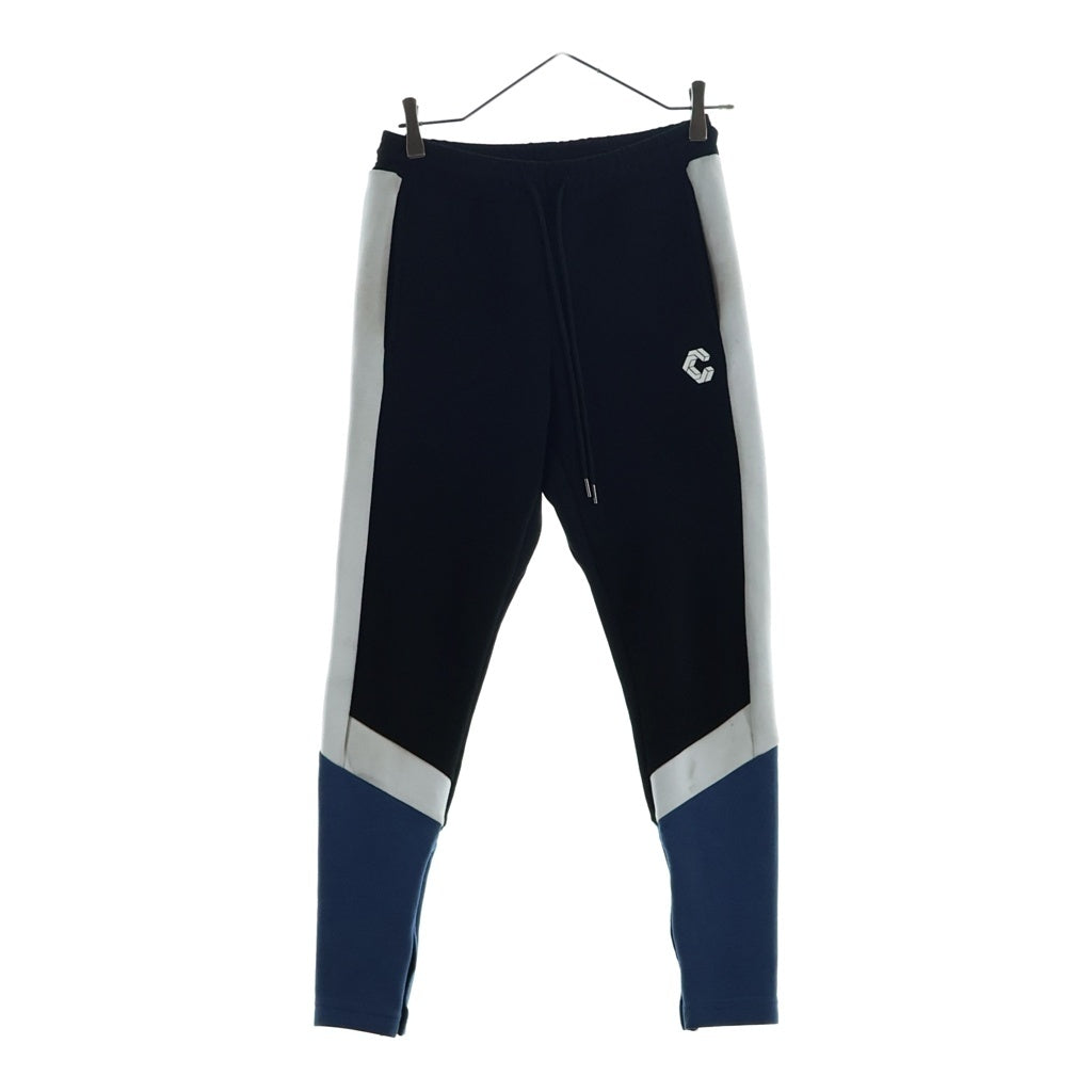 NO BRAND(ノーブランド) CRONOS クロノス Jogger Pants フロントロゴプリント サイドライン ジョガーパンツ ブラック/ブルー C11-SP-2545ST