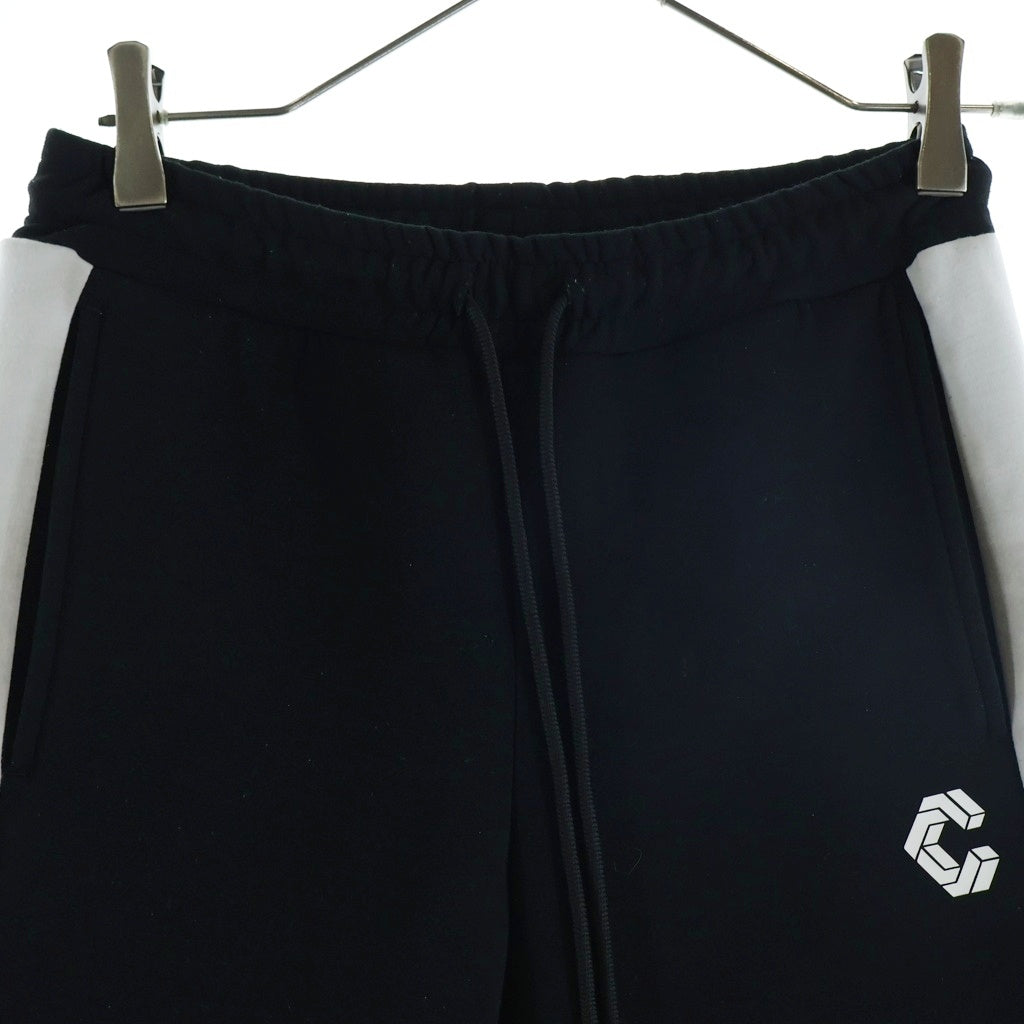 NO BRAND(ノーブランド) CRONOS クロノス Jogger Pants フロントロゴプリント サイドライン ジョガーパンツ ブラック/ブルー C11-SP-2545ST