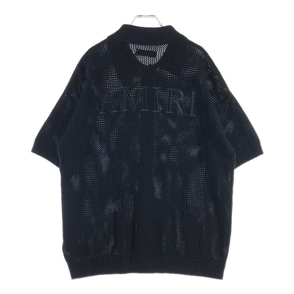 AMIRI(アミリ) CROCHET MESH SHIRT クロシェ メッシュ ニット半袖シャツ ブラック SRAMKNR1037SMRBC00