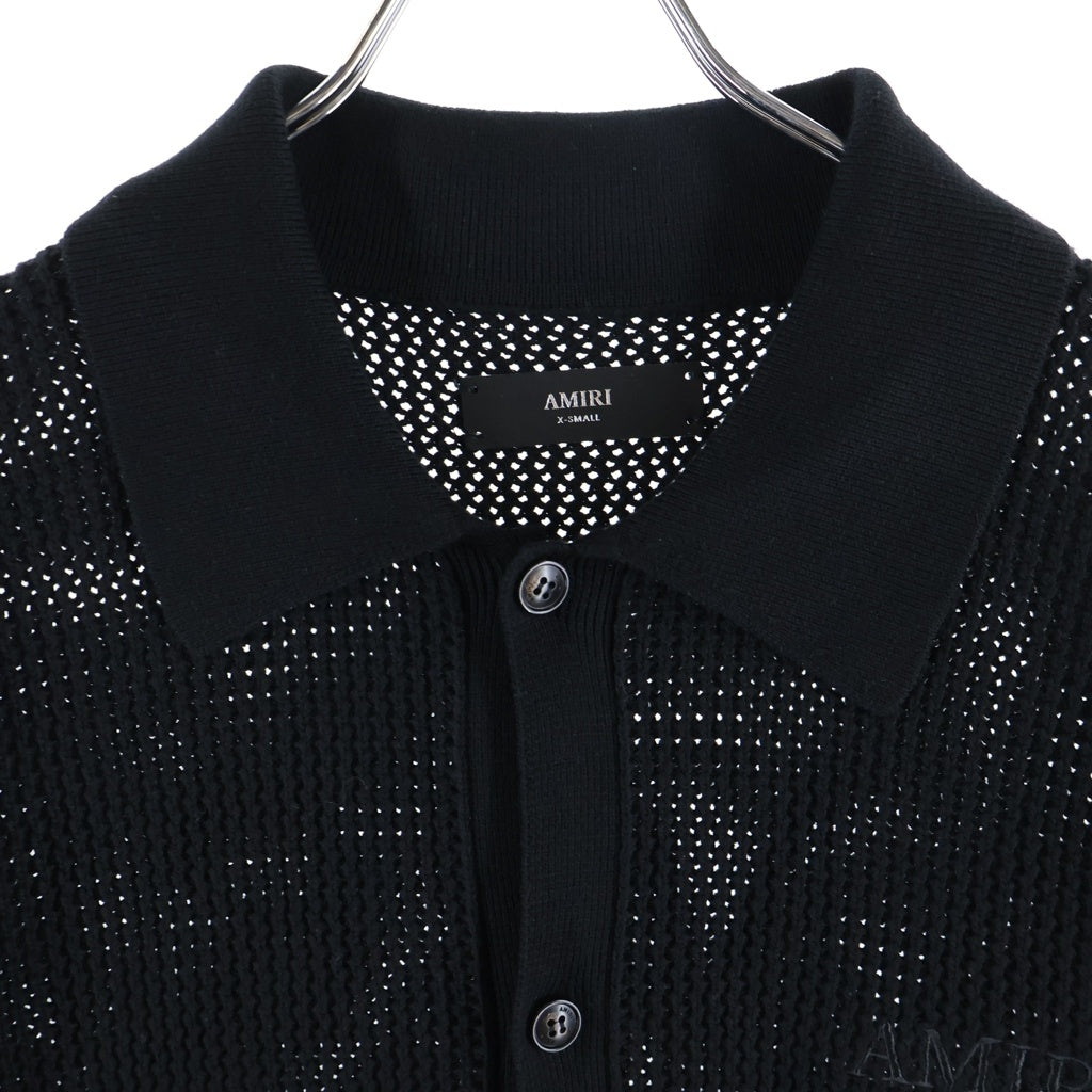 AMIRI(アミリ) CROCHET MESH SHIRT クロシェ メッシュ ニット半袖シャツ ブラック SRAMKNR1037SMRBC00