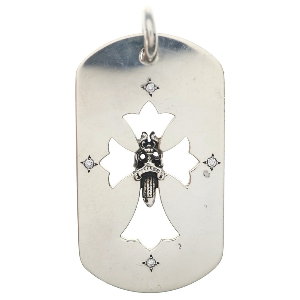 CHROME HEARTS(クロムハーツ) D TAG LRG FLE DAG AFTER 4P DIAフレア ダガー アフター 4Pダイヤ ラージ ドッグタグ ペンダントトップ シルバー