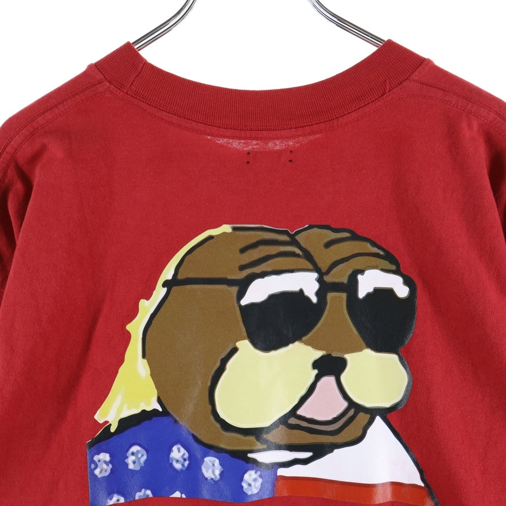 NO BRAND(ノーブランド) LES SIX (レシス) 25SS BAD GUY TEE バッドガイ 両面プリント クルーネック半袖Tシャツ カットソー レッド fyrtiotva-8-AA