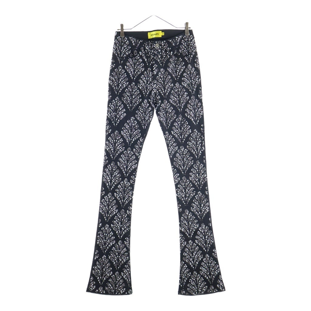 GUAPI(グアピ) Embellished Denim Pants ラインストーン フレアデニムパンツ ブラック