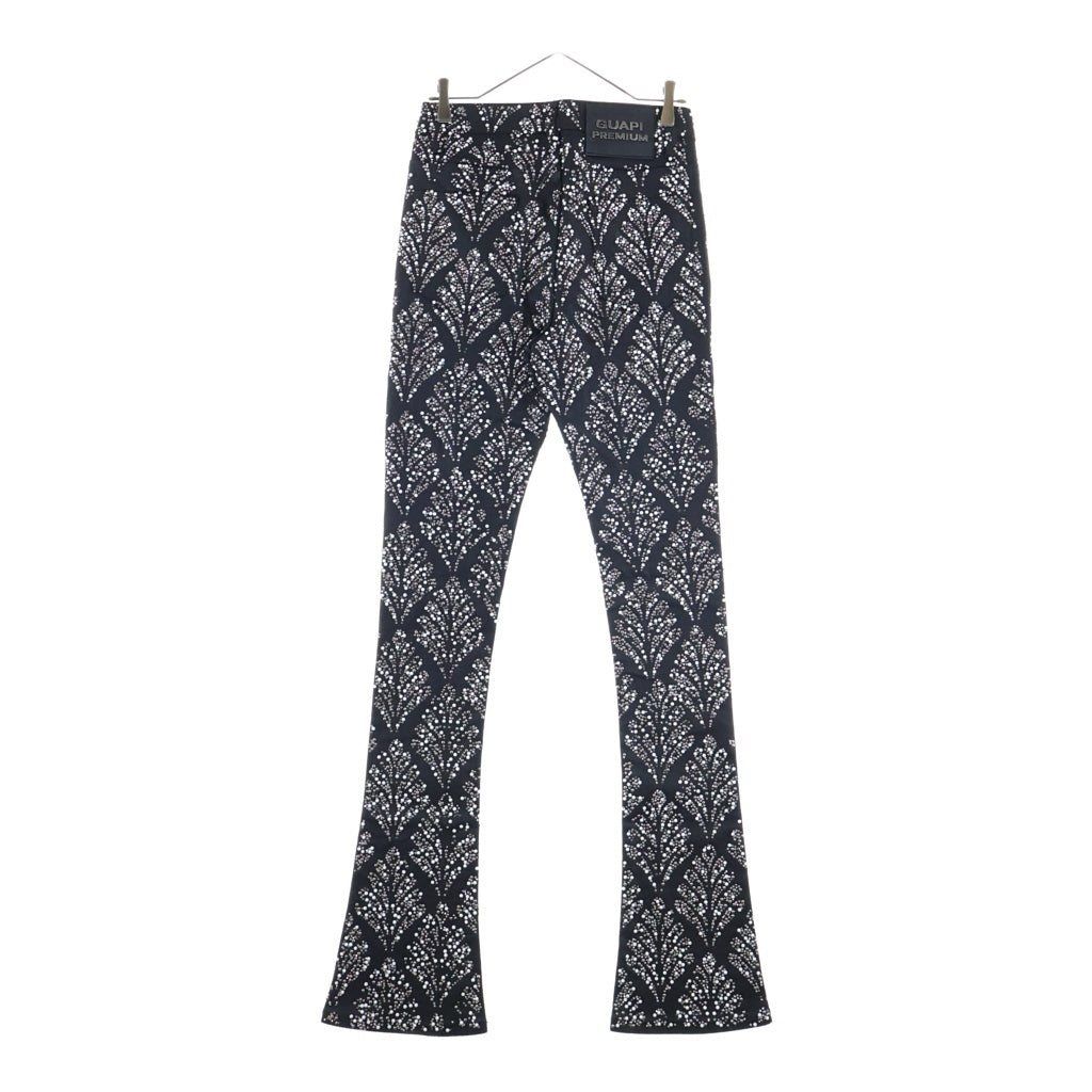 GUAPI(グアピ) Embellished Denim Pants ラインストーン フレアデニムパンツ ブラック